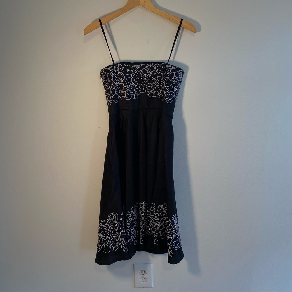 Anne Taylor Loft black floral strapless dress
